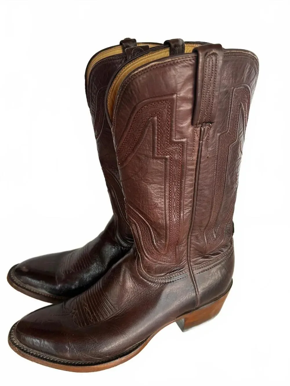 Lucchese Collins Chocolate Buffalo Leather Boots Men’s 10 D
